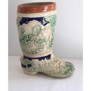 vintage ceramic shoes boot plant pot made in Japan